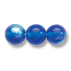 Bead, Preciosa Czech Druk Glass, 8mm Round Bead, Transparent Capri Blue with AB coating (Hole Size 1.1mm)