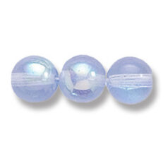 Bead, Preciosa Czech Druk Glass, 8mm Round Bead, Transparent Light Sapphire with AB coating (Hole Size 1.1mm)