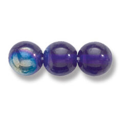 Bead, Preciosa Czech Druk Glass, 8mm Round Bead, Transparent Cobalt Blue with AB coating (Hole Size 1.1mm)
