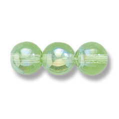 Bead, Preciosa Czech Druk Glass, 8mm Round Bead, Transparent Peridot with AB coating (Hole Size 1.1mm)