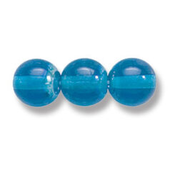 Bead, Preciosa Czech Druk Glass, 8mm Round Bead, Transparent Blue Aqua with AB coating (Hole Size 1.1mm)