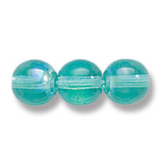 Bead, Preciosa Czech Druk Glass, 8mm Round Bead, Transparent Light Green Aqua with AB coating (Hole Size 1.1mm)