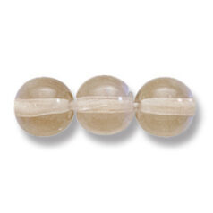 Bead, Preciosa Czech Druk Glass, 8mm Round Bead, Transparent Light Smoke Topaz with AB coating (Hole Size 1.1mm)