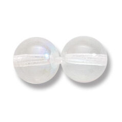 Bead, Preciosa Czech Druk Glass, 10mm Round Bead, Transparent Crystal with AB coating (Hole Size 1.1mm)
