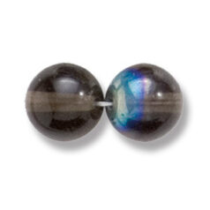 Bead, Preciosa Czech Druk Glass, 10mm Round Bead, Transparent Black Diamond with AB coating (Hole Size 1.1mm)