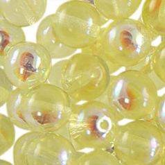 Bead, Preciosa Czech Druk Glass, 10mm Round Bead, Transparent Pale Yellow with AB coating (Hole Size 1.1mm)