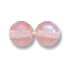 Bead, Preciosa Czech Druk Glass, 10mm Round Bead, Transparent Rosaline with AB coating (Hole Size 1.1mm)