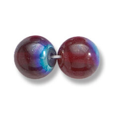 Bead, Preciosa Czech Druk Glass, 10mm Round Bead, Transparent Garnet Red with AB coating (Hole Size 1.1mm)