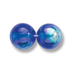 Bead, Preciosa Czech Druk Glass, 10mm Round Bead, Transparent Capri Blue with AB coating (Hole Size 1.1mm)