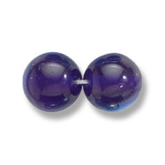 Bead, Preciosa Czech Druk Glass, 10mm Round Bead, Transparent Cobalt Blue with AB coating (Hole Size 1.1mm)