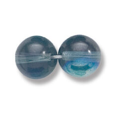 Bead, Preciosa Czech Druk Glass, 10mm Round Bead, Transparent Montana Blue with AB coating (Hole Size 1.1mm)