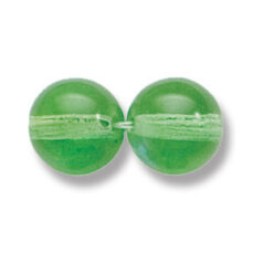 Bead, Preciosa Czech Druk Glass, 10mm Round Bead, Transparent Light Peridot with AB coating (Hole Size 1.1mm)