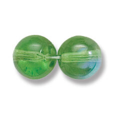 Bead, Preciosa Czech Druk Glass, 10mm Round Bead, Transparent Light Emerald with AB coating (Hole Size 1.1mm)