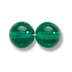 Bead, Preciosa Czech Druk Glass, 10mm Round Bead, Transparent Medium Emerald with AB coating (Hole Size 1.1mm)