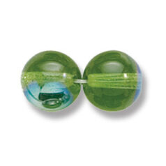 Bead, Preciosa Czech Druk Glass, 10mm Round Bead, Transparent Light Olive Green with AB coating (Hole Size 1.1mm)