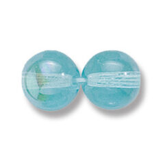 Bead, Preciosa Czech Druk Glass, 10mm Round Bead, Transparent Light Blue Aqua with AB coating (Hole Size 1.1mm)