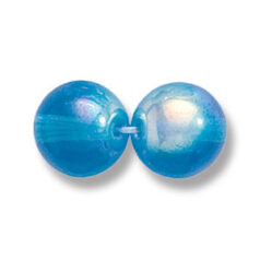 Bead, Preciosa Czech Druk Glass, 10mm Round Bead, Transparent Blue Aqua with AB coating (Hole Size 1.1mm)