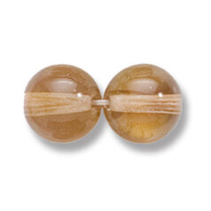 Bead, Preciosa Czech Druk Glass, 10mm Round Bead, Transparent Medium Smoke Topaz with AB coating (Hole Size 1.1mm)