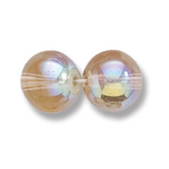 Bead, Preciosa Czech Druk Glass, 10mm Round Bead, Transparent Light Smoke Topaz with AB coating (Hole Size 1.1mm)