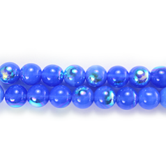 Bead, Preciosa Czech Druk Glass, 4mm Round Bead, Light Blue Opal with AB coating (Hole Size 0.9mm)