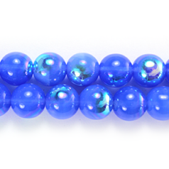 Bead, Preciosa Czech Druk Glass, 6mm Round Bead, Light Blue Opal with AB coating (Hole Size 1.1mm)