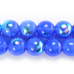 Bead, Preciosa Czech Druk Glass, 8mm Round Bead, Light Blue Opal with AB coating (Hole Size 1.1mm)