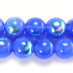 Bead, Preciosa Czech Druk Glass, 10mm Round Bead, Light Blue Opal with AB coating (Hole Size 1.1mm)