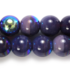 Bead, Preciosa Czech Druk Glass, 10mm Round Bead, Light Mauve Opal with AB coating (Hole Size 1.1mm)