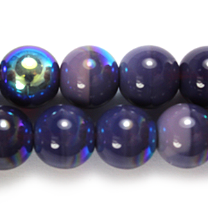 Bead, Preciosa Czech Druk Glass, 10mm Round Bead, Light Mauve Opal with AB coating (Hole Size 1.1mm)