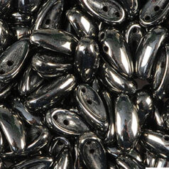 Bead, Preciosa Czech Glass Chilli Bead, 4x11mm - Jet Hematite