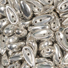 Bead, Preciosa Czech Glass Chilli Bead, 4x11mm - Metallic Silver