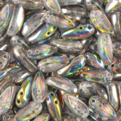 Bead, Preciosa Czech Glass Chilli Bead, 4x11mm - Crystal Opaque Silver