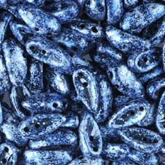 Bead, Preciosa Czech Glass Chilli Bead, 4x11mm - Jet Alabaster Blue