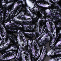 Bead, Preciosa Czech Glass Chilli Bead, 4x11mm - Jet Alabaster Purple