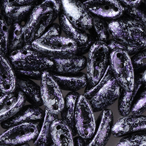 Bead, Preciosa Czech Glass Chilli Bead, 4x11mm - Jet Alabaster Purple