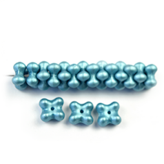 Bead, Czech Glass Nesting Bead, 4x7mm Quatrefoil - Metallic Blue