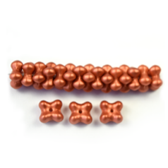 Bead, Czech Glass Nesting Bead, 4x7mm Quatrefoil - Metallic Copper