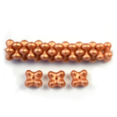 Bead, Czech Glass Nesting Bead, 4x7mm Quatrefoil - Metallic Lt. Bronze