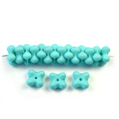 Bead, Czech Glass Nesting Bead, 4x7mm Quatrefoil - Turquoise