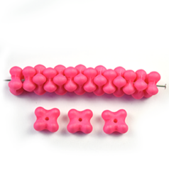 Bead, Czech Glass Nesting Bead, 4x7mm Quatrefoil - Pink