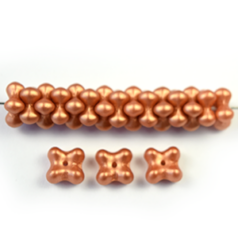 Bead, Czech Glass Nesting Bead, 6x9mm Quatrefoil - Metallic Lt. Bronze