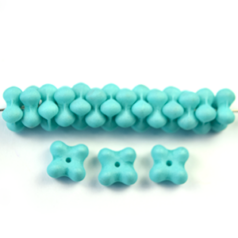Bead, Czech Glass Nesting Bead, 6x9mm Quatrefoil - Turquoise