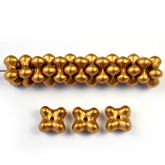 Bead, Czech Glass Nesting Bead, 6x9mm Quatrefoil - Metallic Bronze