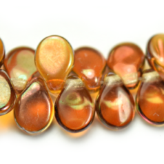 Bead, Preciosa Czech Glass Pip Beads, 5x7mm - Lustre Amber