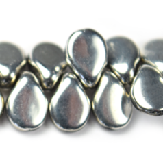 Preciosa Czech Glass Pip Beads, 5x7mm - Metallic Silver
