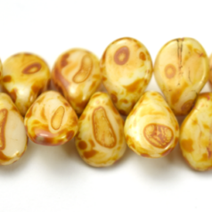 Preciosa Czech Glass Pip Beads, 5x7mm - Mottled Brown