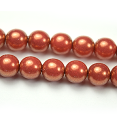 Bead, Czech Glass Vividi Bead, 6mm Round - Salmon