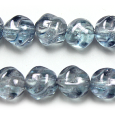 Bead, Preciosa Czech Pressed Glass, 6mm Baroque Style - Transparent Light Blue with Lustre Finish (Hole Size 1mm)