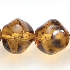Bead, Preciosa Czech Pressed Glass, 14mm Baroque Style - Transparent Light Brown with Speckles (Hole Size 1mm)
