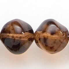 Bead, Preciosa Czech Pressed Glass, 14mm Baroque Style - Transparent Dark Brown with Speckles (Hole Size 1mm)